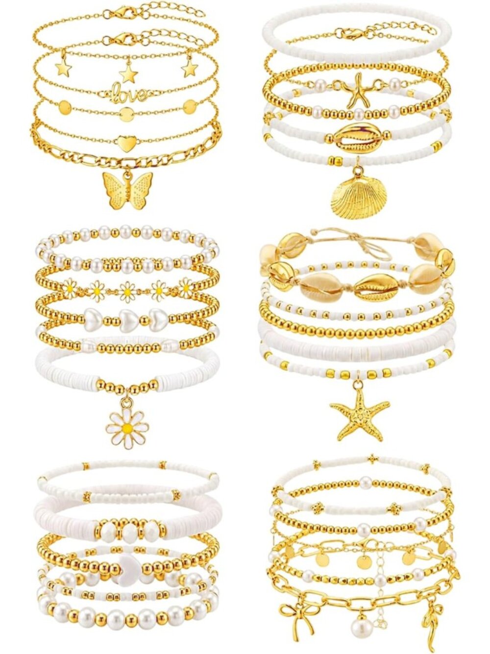 30 Pcs Adjustable Boho Gold Ankle Bracelets for Women - Trendy Anklets Set